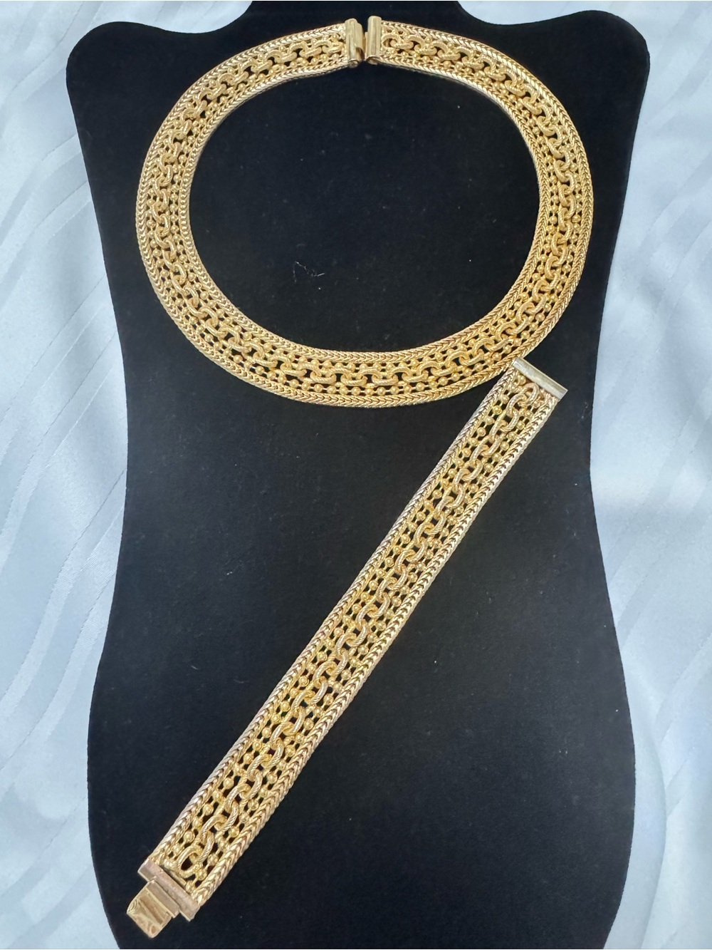 Gold-Tone Woven Chain Necklace and Bracelet Set